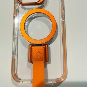 Orange Clear Phone Case with Ring Holder for 16 Pro Max w/ lanyard